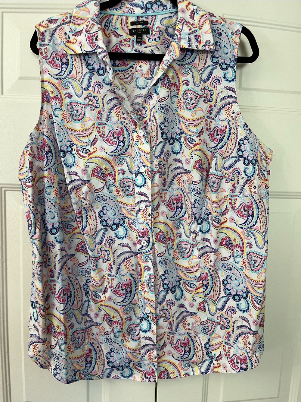 Talbots No Iron Cotton Sleeveless Button Down